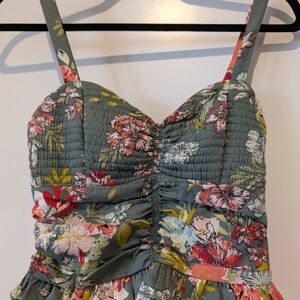 Floral Print Ruched Bustier Crop Top